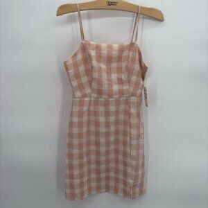 B.P Nordstrom Gingham Plaid‎ Coral Spaghetti Strap Dress NWT Womans Size XS
